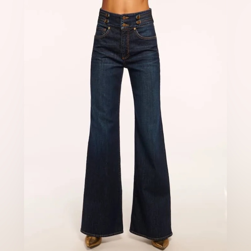 Ramy Brook Dark Indigo High-Rise Flared Jeans